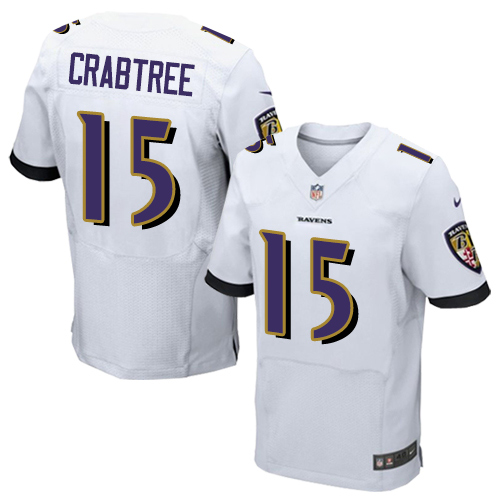 Nike Ravens #15 Michael Crabtree White Men's Stitched NFL New Elite Jersey